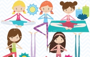  Yoga girls clipart commercial