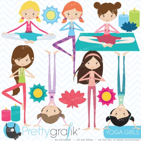  Yoga girls clipart commercial