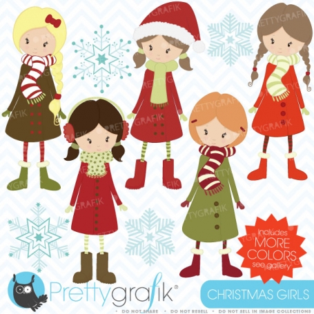 Winter christmas girls clipart