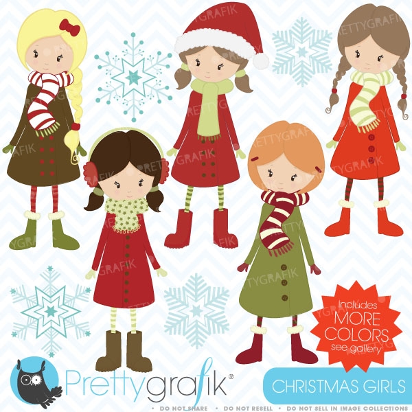 Download Winter christmas girls clipart commercial use, vector graphics, CL443 