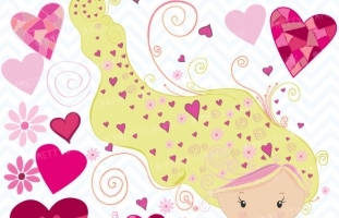 valentine girl clipart (commercial