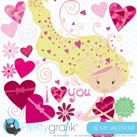 valentine girl clipart (commercial