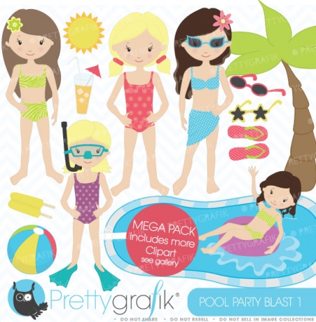  pool party clipart (commercial