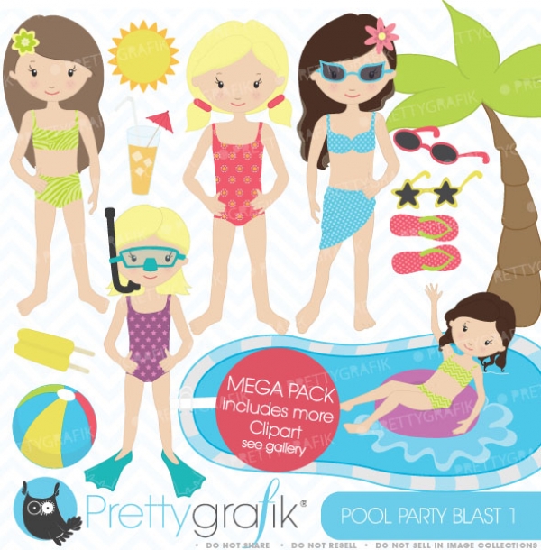 Pool Party Clipart Summer Clipart Commercial Use Pool 