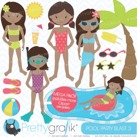  pool party clipart  (commercial