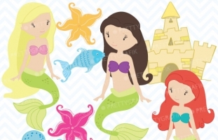 Mermaid clipart (commercial use,