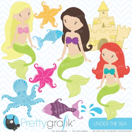 Mermaid clipart (commercial use,