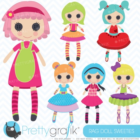 Rag doll, toy girl clipart