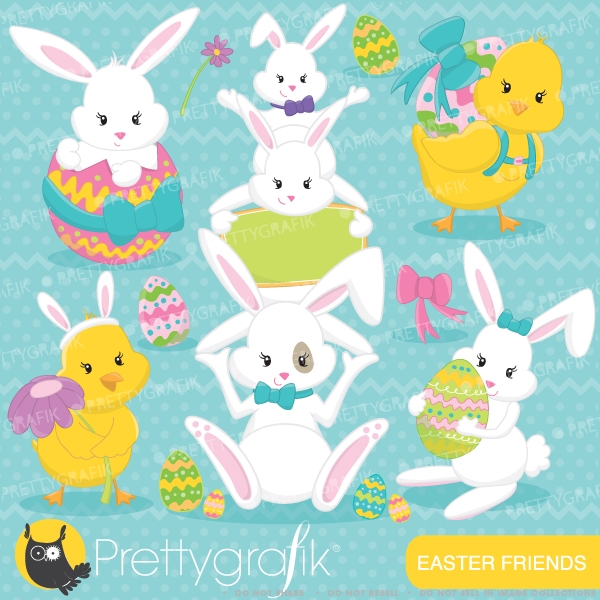 Download easter friends, easter bunny clipart (commercial use) 