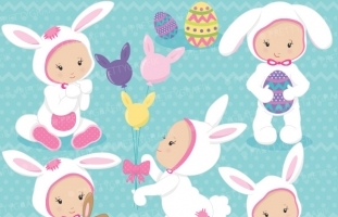 easter babies girl clipart