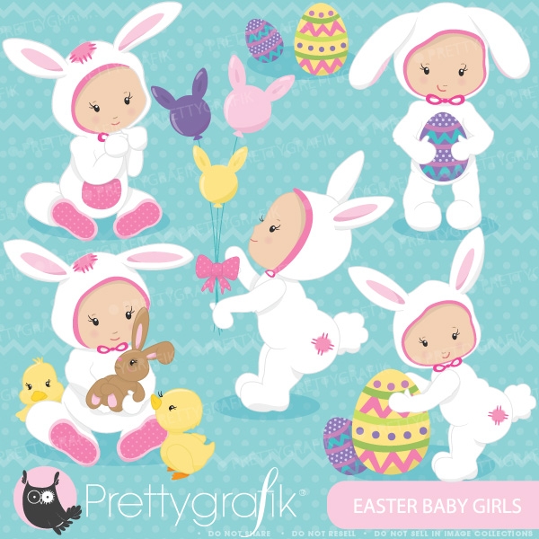 Download easter babies girl clipart (commercial use, vector graphics) 