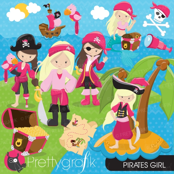 Download Pirate Girl clipart (commercial use, vector graphics) 