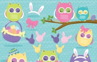  easter owls, owl bunny ears