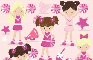 Pink Cheerleader clipart
