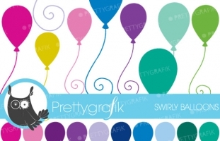 30 balloons clipart (commercial