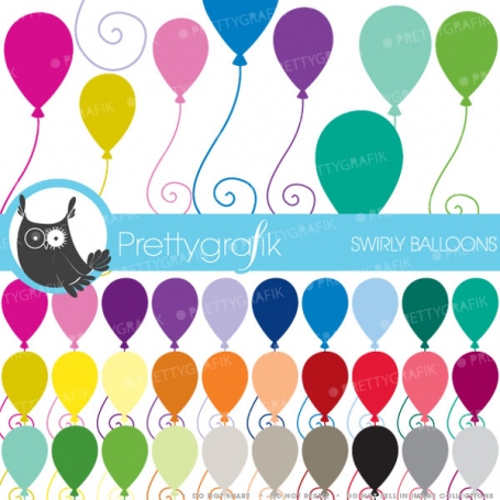 30 balloons clipart (commercial