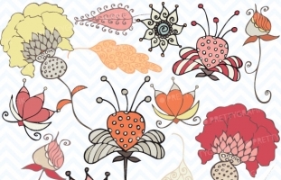 Autumn flowers clipart (commercial