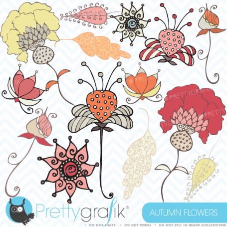 Autumn flowers clipart (commercial