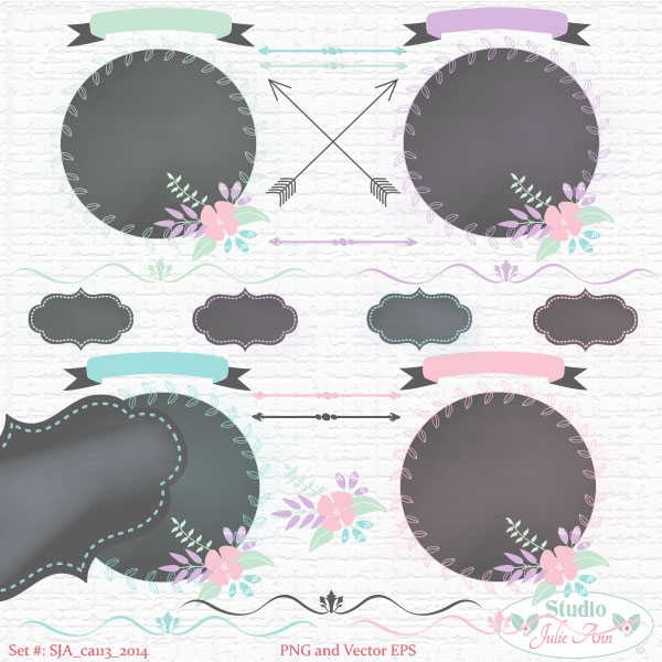 Download Chalkboard Laurel Wreath Frames Arrows Floral Spra 