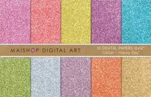 Digital Papers - Glitter - Happy