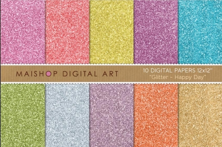 Digital Papers - Glitter - Happy