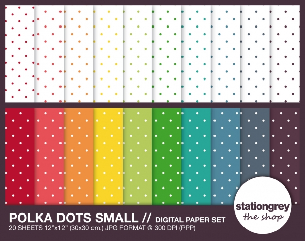 Download POLKA DOTS SMALL // digital paper set // 20 sheets 