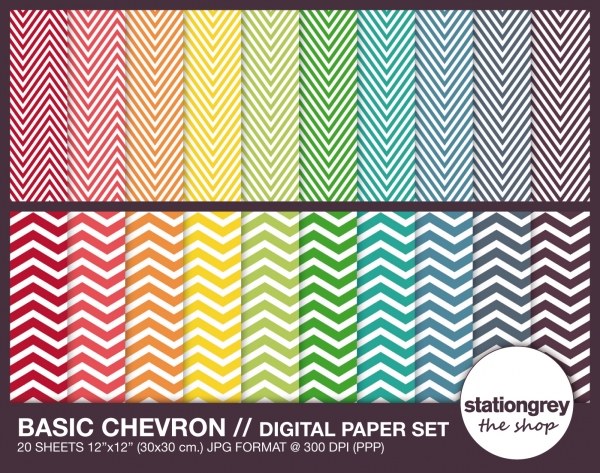 Download Basic chevron // digital paper set // 20 sheets 