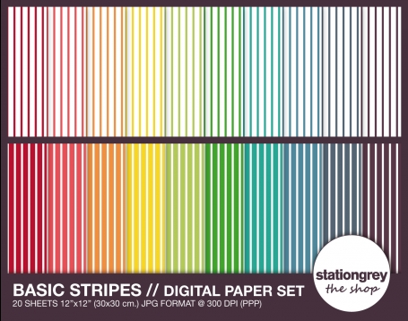 Basic stripes // digital paper set