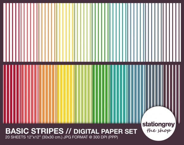 Download Basic stripes // digital paper set // 20 sheets 