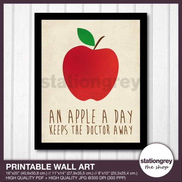 Download Printable wall art - an apple a day - 16”x20” // 11”x14” // 8”x10” 