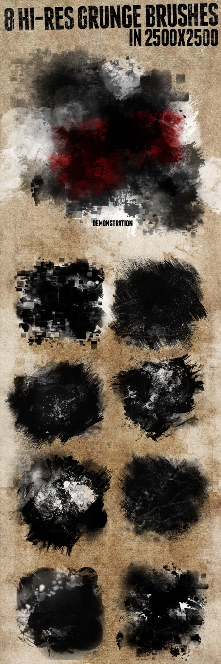 8 Hi-res Grunge Brushes