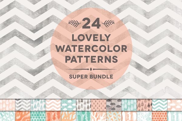 Download 24 Natural Watercolor Digital Patterns 