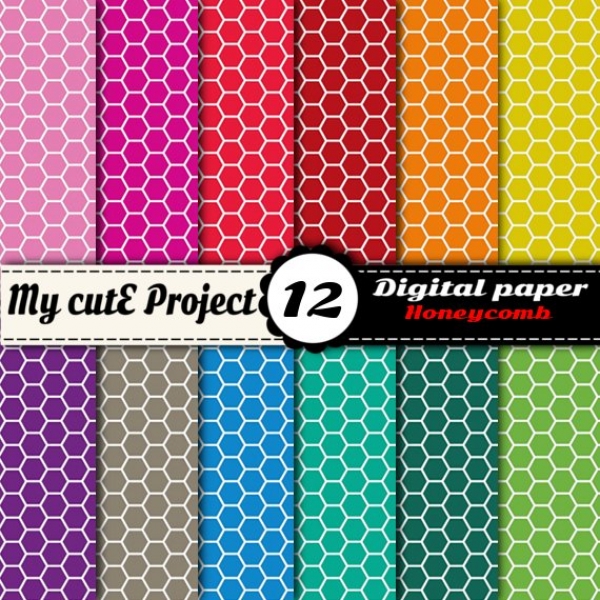 Download Honeycomb - Digital Paper Pack -  12 digital sheets -A4 & 12x12 in 