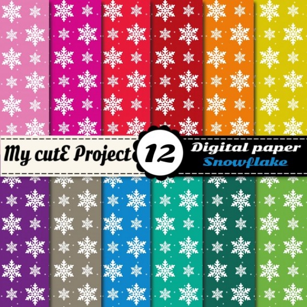 Download Snowflake - Digital Paper Pack - 12 digital sheets - A4 & 12x12 in 