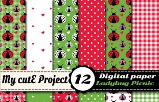 Ladybug Picnic - Digital Paper -