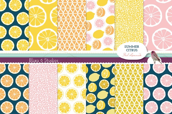 Download Summer Citrus Digital Lemon Patterns 
