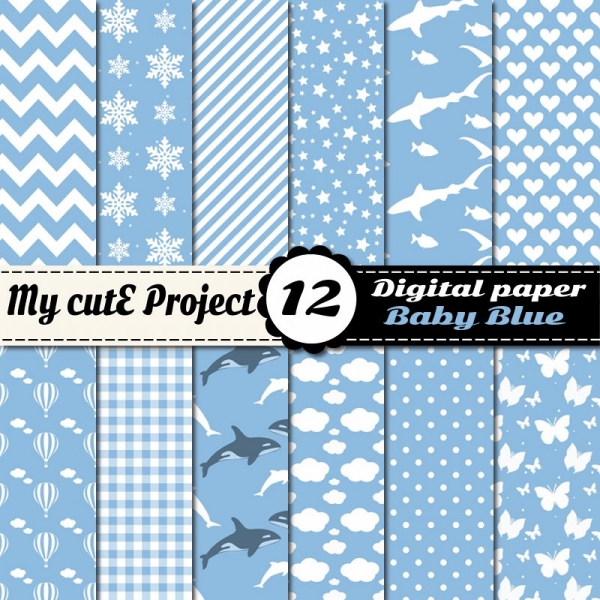 Download Baby Blue - Digital Paper Pack - 12 digital sheets - A4 & 12x12&am 