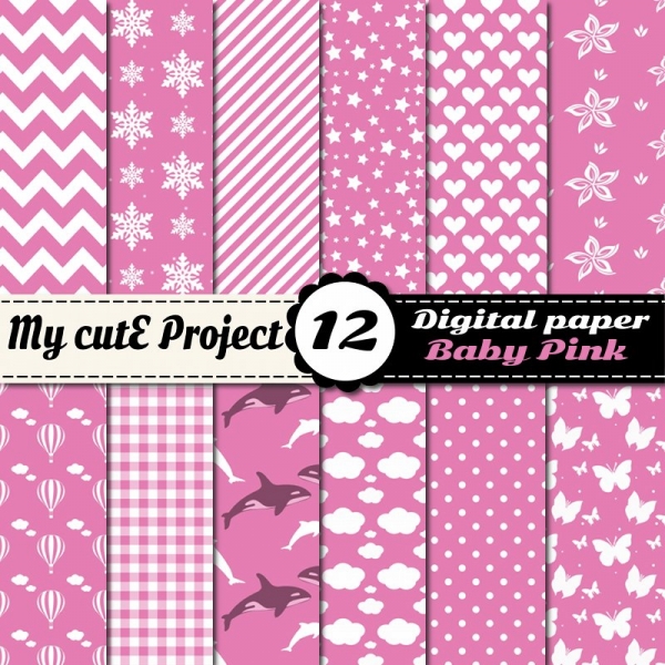Download Baby Pink - Digital Paper Pack - 12 digital sheets - A4 & 12x12&am 