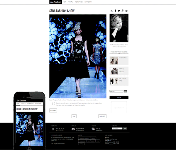 Download Zee Couture Fashion Blogger Template Responsive 