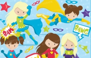 Superhero girls clipart commercial