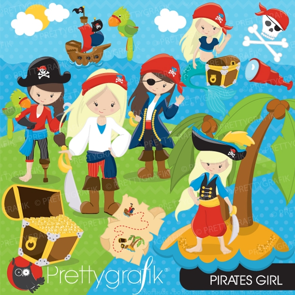 Download Pirate girls clipart commercial use, vector graphics, - CL663 