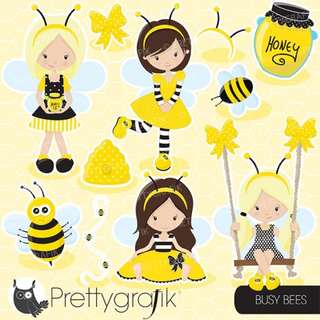 Honey bee girls clipart commercial