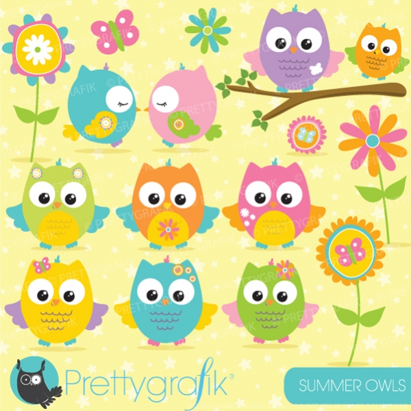 Download Summer Owls Girls Clipart  