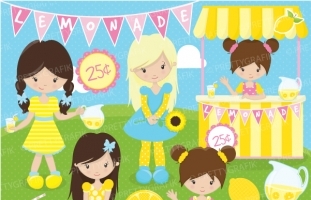 Lemonade stand girls clipart