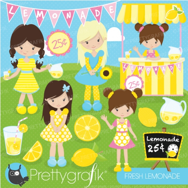 Download Lemonade stand girls clipart commercial use, vector graphics - CL682 