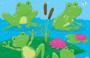 Frog pond clipart commercial use,