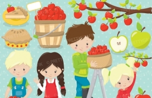 Apple picking clipart - CL690