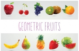 Collection of 10 Geometric Fruits