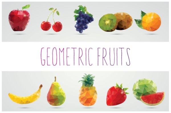 Download Collection of 10 Geometric Fruits 