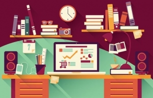 Flat Design Office Desk 03